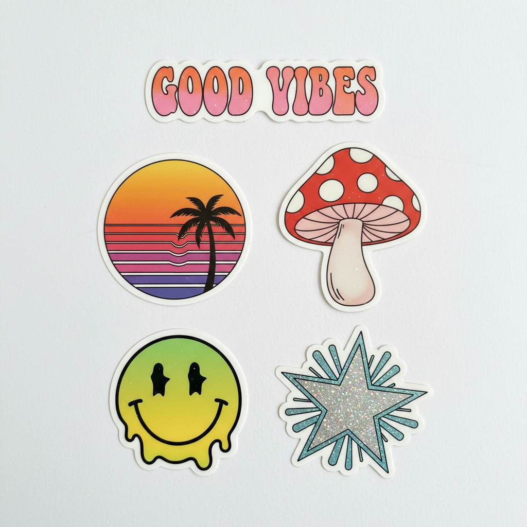 5 retro Y2K vinyl stickers bundle