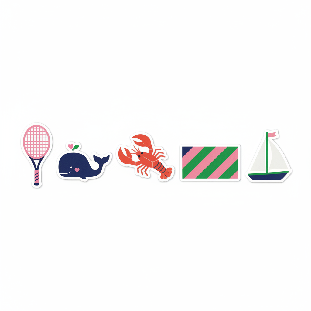 5 preppy vinyl stickers bundle
