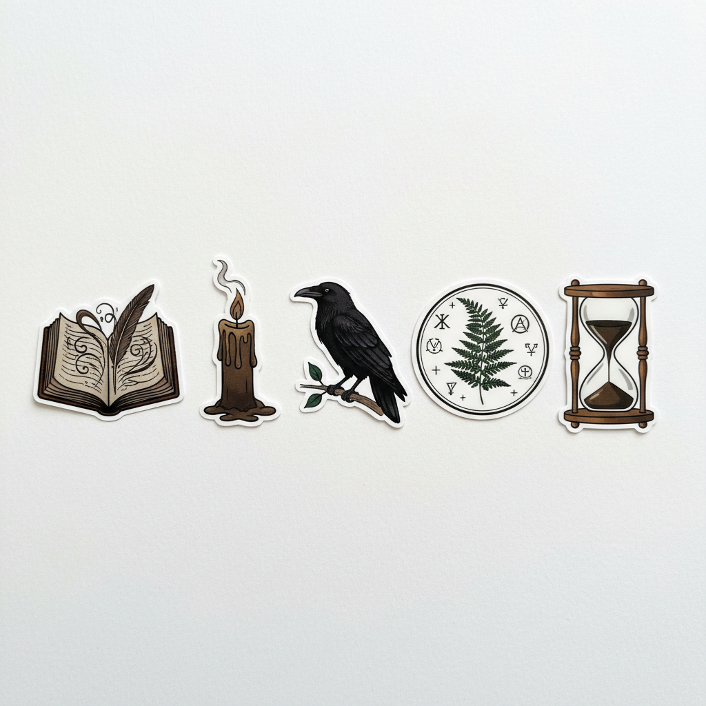 5 dark academia vinyl stickers bundle