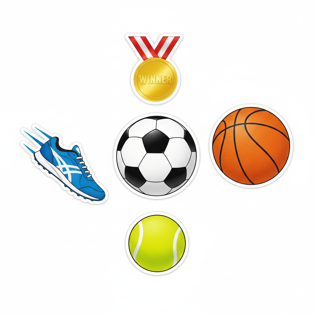 5 sports vinyl stickers bundle