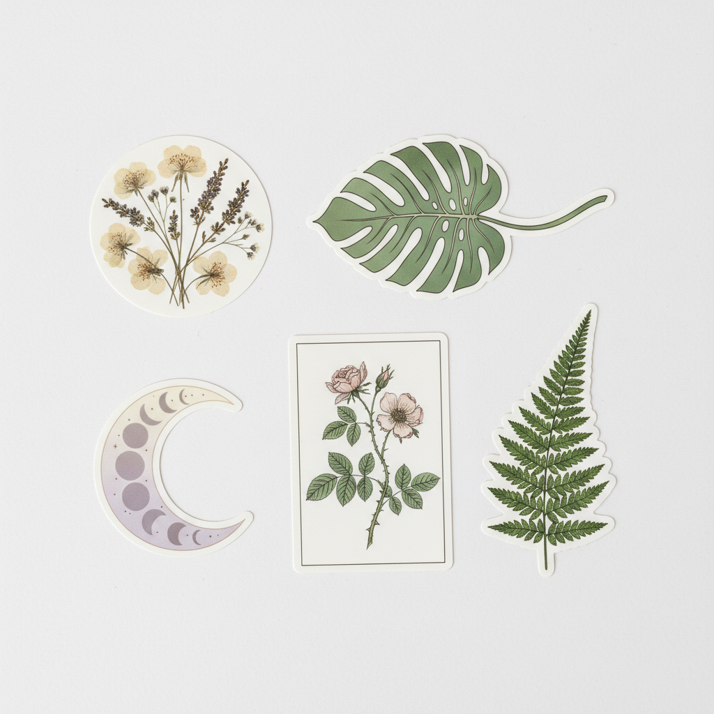 5 nature botanical vinyl stickers bundle