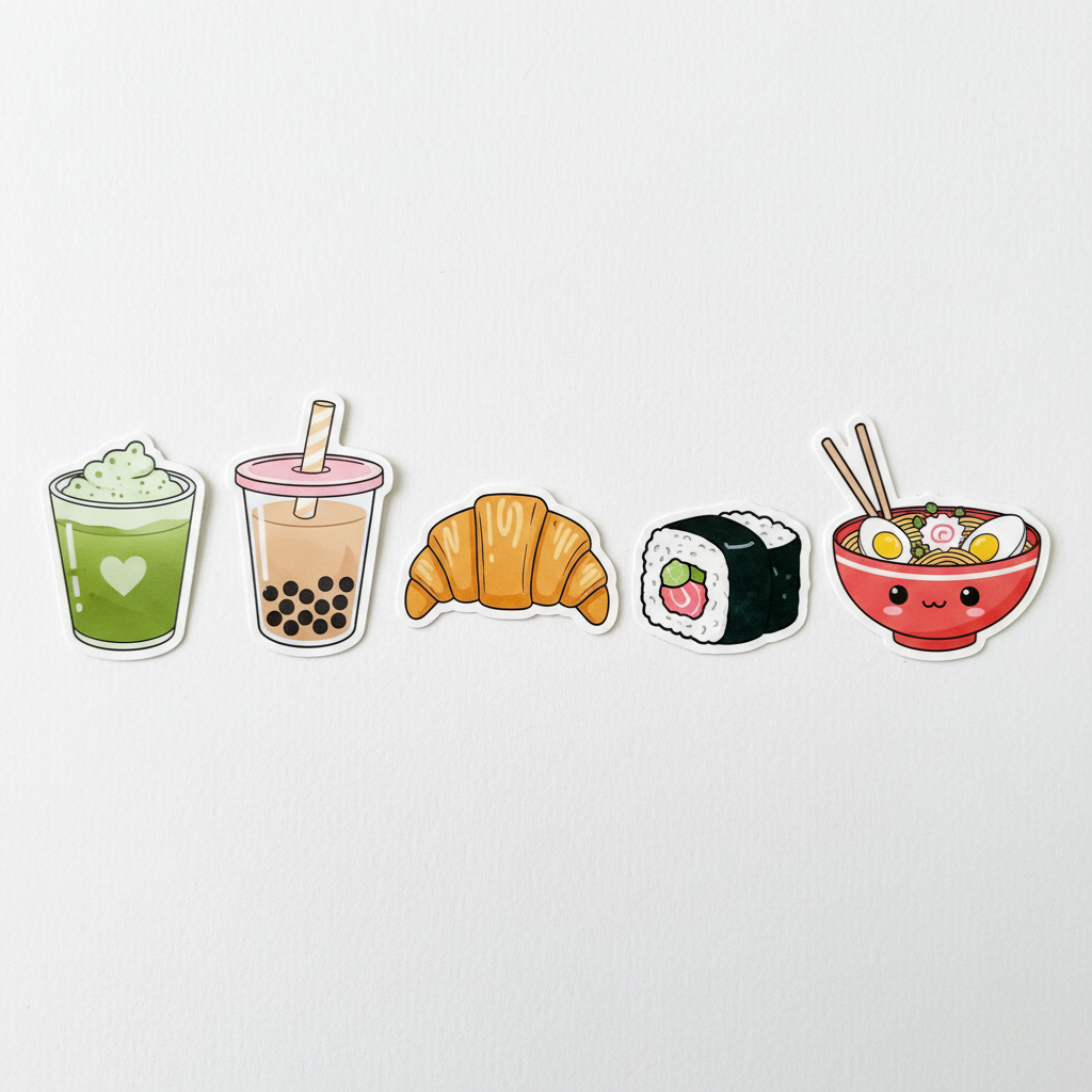 5 foodie vinyl stickers bundle