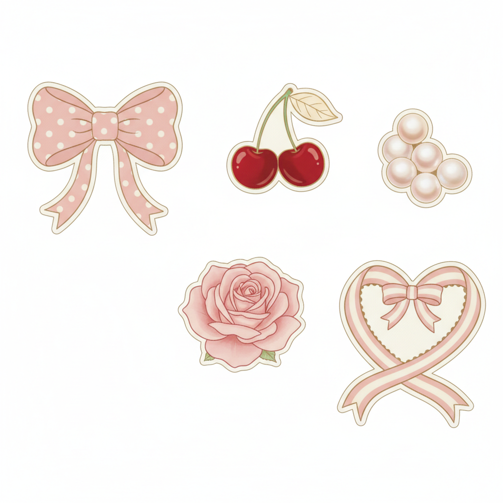 5 coquette vinyl stickers bundle